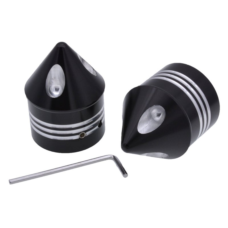 NATGIC 1 Pair Motorcycle Aluminum Front Axle Nut Cover Cap Kit for Dyna Softail Sport-ster Touring Road King FXD FXST FLHT 883 1200 XL (Black) - Image 5